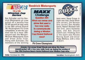 1993 Maxx Premier Series #194 Ken Schrader w/Crew Back