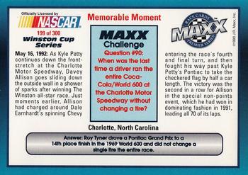 1993 Maxx Premier Series #199 Kyle Petty / Davey Allison Back