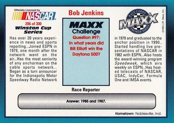 1993 Maxx Premier Series #206 Bob Jenkins Back