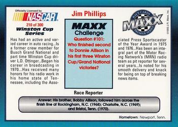 1993 Maxx Premier Series #210 Jim Phillips Back