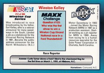 1993 Maxx Premier Series #212 Winston Kelley Back