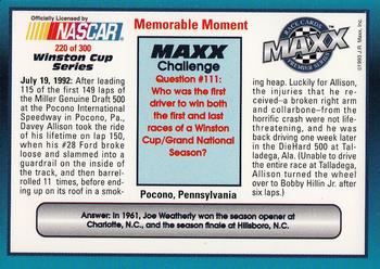 1993 Maxx Premier Series #220 Memorable Moments Back