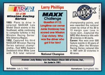 1993 Maxx Premier Series #221 Larry Phillips Back