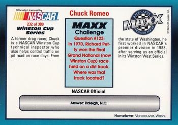 1993 Maxx Premier Series #232 Chuck Romeo Back