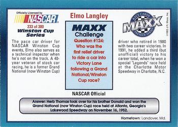 1993 Maxx Premier Series #233 Elmo Langley Back