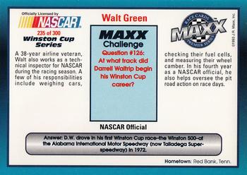 1993 Maxx Premier Series #235 Walt Green Back