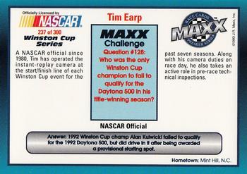 1993 Maxx Premier Series #237 Tim Earp Back