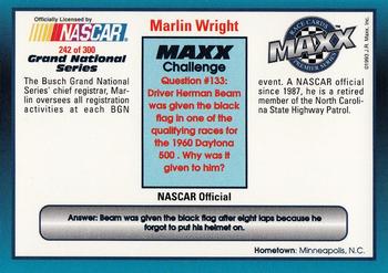 1993 Maxx Premier Series #242 Marlin Wright Back