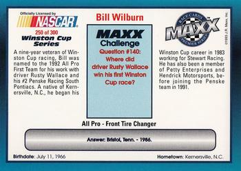 1993 Maxx Premier Series #250 Bill Wilburn Back