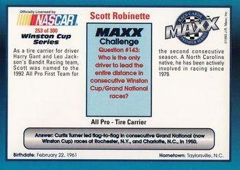 1993 Maxx Premier Series #253 Scott Robinette Back