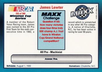 1993 Maxx Premier Series #255 James Lewter Back