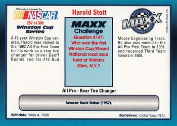 1993 Maxx Premier Series #257 Harold Stott Back