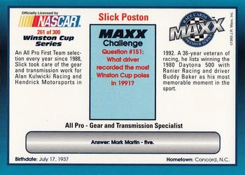 1993 Maxx Premier Series #261 Howard Poston  Back