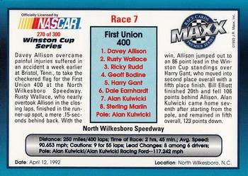 1993 Maxx Premier Series #270 Race 7 - North Wilkesboro Back