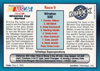 1993 Maxx Premier Series #272 Race 9 - Talladega Back