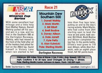 1993 Maxx Premier Series #285 Race 21 - Darlington Back