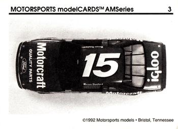 1992 Motorsports Modelcards AM Series #3 Morgan Shepherd's Car Back
