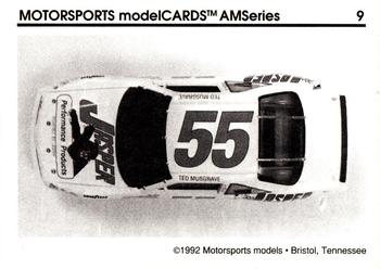 1992 Motorsports Modelcards AM Series #9 Ted Musgrave's Car Back