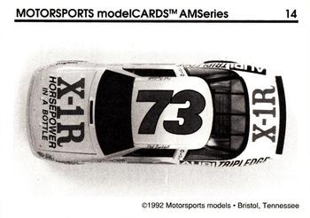 1992 Motorsports Modelcards AM Series #14 Phil Barkdoll's Car Back