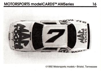 1992 Motorsports Modelcards AM Series #16 Harry Gant's Car Back