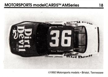 1992 Motorsports Modelcards AM Series #18 Kenny Wallace's Car Back