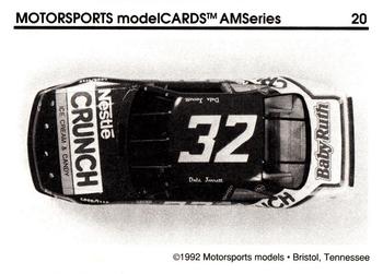 1992 Motorsports Modelcards AM Series #20 Dale Jarrett's Car Back