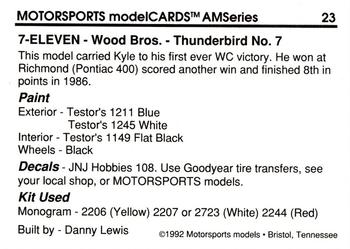 1992 Motorsports Modelcards AM Series #23 Kyle Petty's Car Back