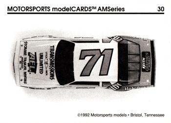 1992 Motorsports Modelcards AM Series #30 Dave Marcis' Car Back