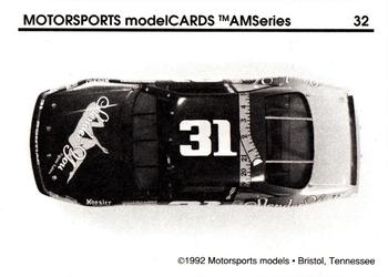 1992 Motorsports Modelcards AM Series #32 Brad Teague's Car Back