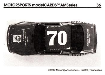 1992 Motorsports Modelcards AM Series #36 J.D. McDuffie's Car Back