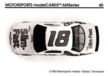 1992 Motorsports Modelcards AM Series #40 Greg Sacks' Car Back