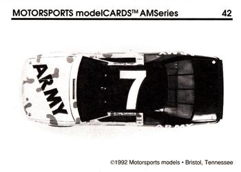 1992 Motorsports Modelcards AM Series #42 Alan Kulwicki's Car Back