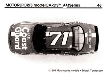 1992 Motorsports Modelcards AM Series #48 Dave Marcis' Car Back