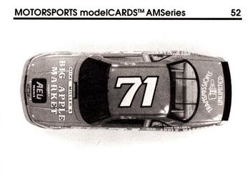 1992 Motorsports Modelcards AM Series #52 Dave Marcis' Car Back