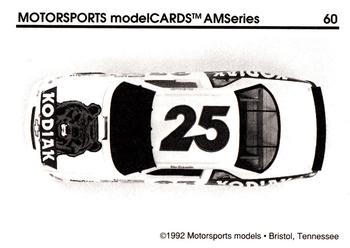1992 Motorsports Modelcards AM Series #60 Ken Schrader's Car Back