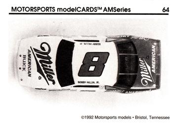 1992 Motorsports Modelcards AM Series #64 Bobby Hillin Jr.'s Car Back