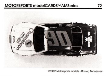 1992 Motorsports Modelcards AM Series #72 Dick Brooks' Car Back