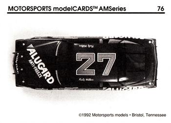 1992 Motorsports Modelcards AM Series #76 Rusty Wallace's Car Back