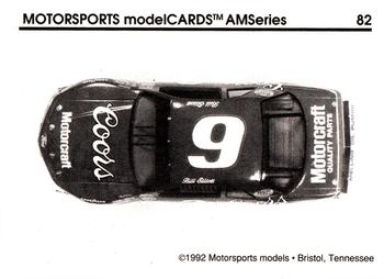 1992 Motorsports Modelcards AM Series #82 Bill Elliott's Car Back