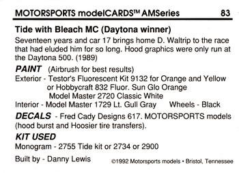 1992 Motorsports Modelcards AM Series #83 Darrell Waltrip's Car Back