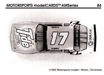 1992 Motorsports Modelcards AM Series #84 Darrell Waltrip's Car Back
