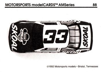 1992 Motorsports Modelcards AM Series #88 Harry Gant's Car Back