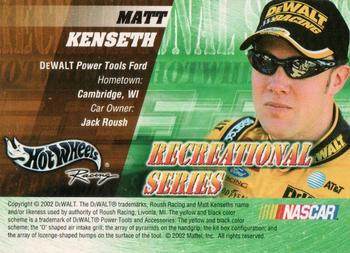 2003 Hot Wheels Racing Recreational Series #NNO Matt Kenseth Back