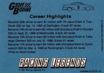 1991 Racing Legends Geoff Bodine #5 Geoff Bodine Back