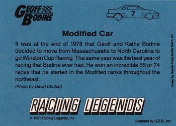 1991 Racing Legends Geoff Bodine #7 Geoff Bodine Back