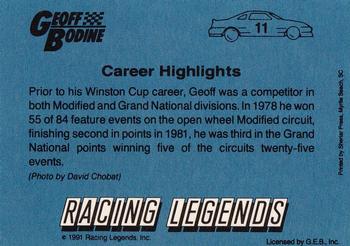 1991 Racing Legends Geoff Bodine #11 Geoff Bodine's car Back