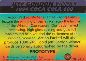 1994 Action Packed - Prototypes #3R94S Jeff Gordon Back