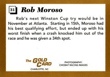 1991 The Gold Card Rob Moroso #31 Rob Moroso's car Back