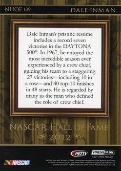 2012 Press Pass Ignite - NASCAR Hall of Fame #NHOF 139 Dale Inman Back
