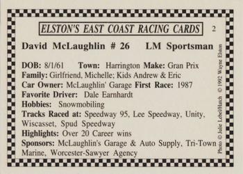 1992 Elston's East Coast Racing #2 David McLaughlin Back
